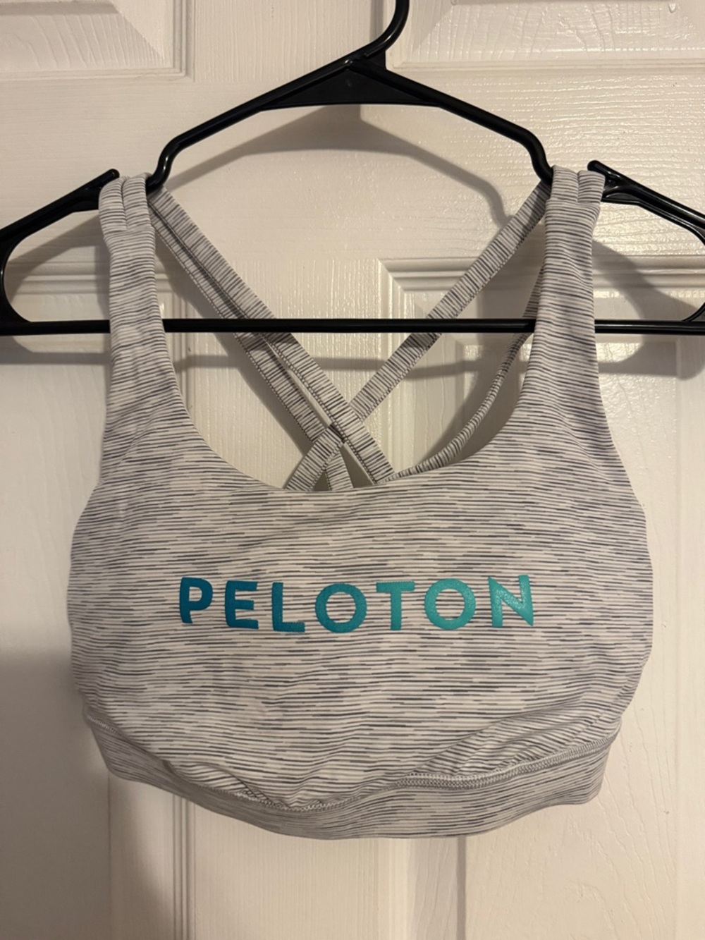 lululemon athletica Gray Striped Sports Bra with Teal Logo